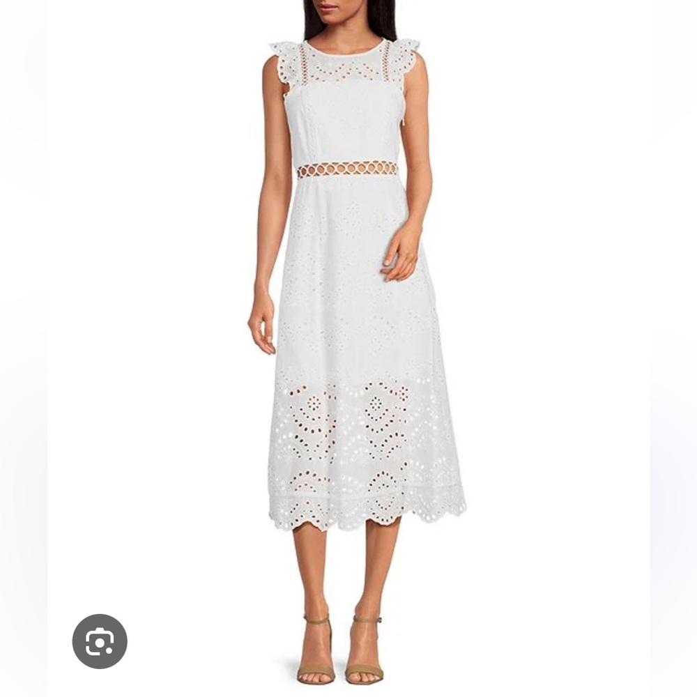 Elegant White Eyelet Dress